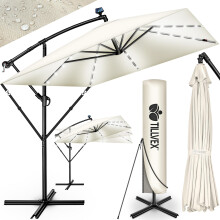 tillvex? Rectangular aluminium parasol, diameter 330 cm + cover with crank, rectangular parasol with stand and wind protection, garden umbrella, UV