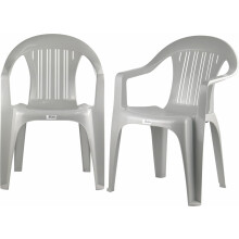 Catergold Plastic Garden Chair Grey Stackable with Vertical Slat Low Back Design Indoor and Outdoor Use Suitable for Patio Parties Picnics or Camping