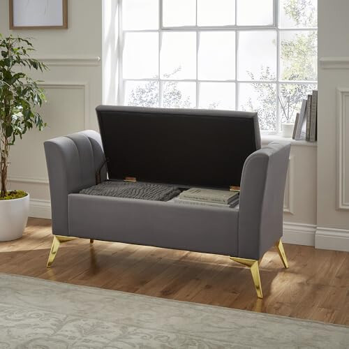 GFW Pettine Ottoman Storage Bench Grey 1