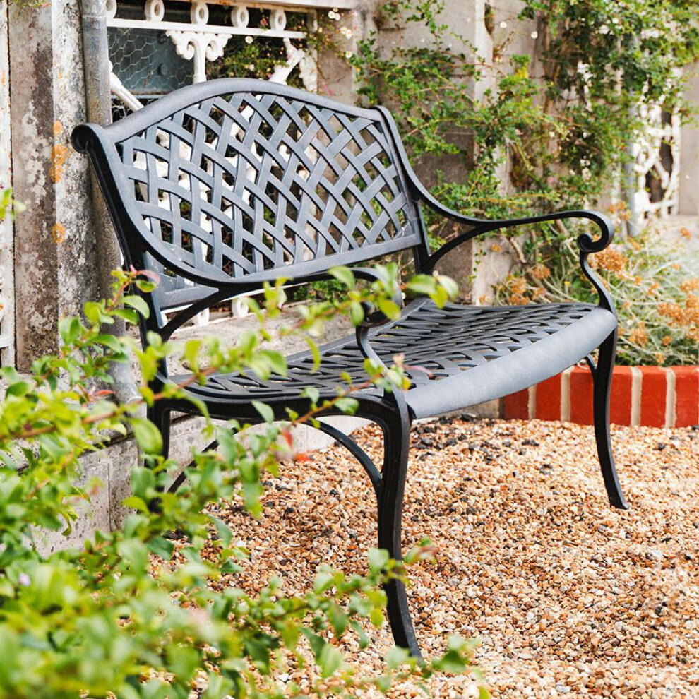 Lazy Susan Jasmine Metal Garden Bench | 2-seater | Weatherproof Garden Bench | Cast aluminium | Rust Proof | 3 Year Guarantee | Antique Bronze Finish-image-OPC-PSGDD6X-NEW