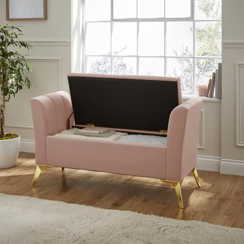 GFW Pettine Ottoman Storage Bench Blush Pink 1