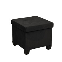 HomeHarmony? Velvet Folding Storage Ottoman Bench Cube Footrest with Legs/Feet Quick and easy to Assemble (Black, Med)