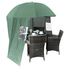 "SheltaShade" XL 3M Green Garden Umbrella with Zip On Sides Sun Shade | UV Parasols for Patio Table | Outdoor Beach and Fishing Umbrella with Angle