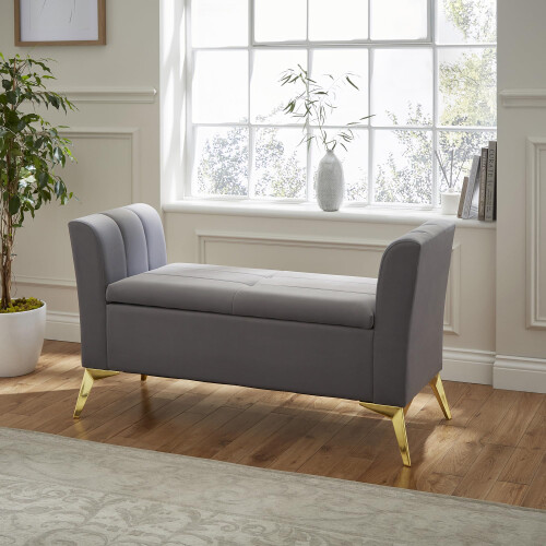 GFW Pettine Ottoman Storage Bench Grey