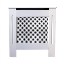 Jack Stonehouse Radiator Cover Traditional Diamond Slat MDF Wood Cabinet, White Mini
