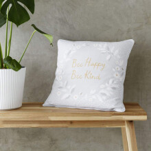 Catherine Lansfield Bee Kind Reversible 43X43Cm Cushion Cover Grey/Ochre, Size