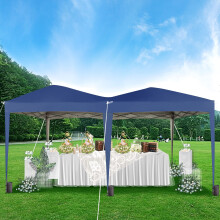 Pop-up Gazebo 3m x 6m with Sides Wind Bars & 6 Weight Bags & Silver Protective Layer Waterproof Marquee Canopy (Black/ Grey1/ Blue1/ Beige) (Blue No