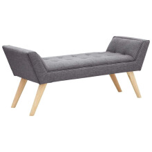 GFW Milan Upholstered Storage Bench, Window Padded Stool Seat, Accent Solid Wood Legs, Suitable for Living Room Bedroom Hallway Or Dining Room, Dark
