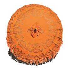 MAISONICA Bali Handmade Sun Parasol Hardwood Garden Umbrella Orange and Gold (base not included)