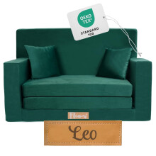 Flumi Personalised Kids Sofa Bed + Child's Name, Toddler Fald Out Sofa, Foam Play Couch, Baby Couch (Bottle green)