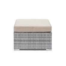 GGL Footstool - Modular Rattan Garden Furniture - Select Your Components To Match Your Exact Specification (Mix Grey Rattan With Cream Cushion)
