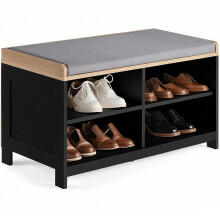 Taylor & Brown Hallway Shoe Storage Bench with Padded Seat ? 4 Open Storage Shelves & Wood Effect Top, Entryway Shoe Rack Organiser for Porch & Home