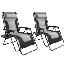 Outsetter Set of 2 Extra Wide Zero Gravity Chairs, Luxury XXL Premium Heavy Duty Padded Garden Recliners,Sun Lounger Folding Garden