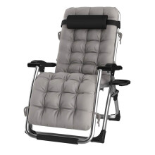 Oversized Garden Reclining for Heavy Duty People, Patio Deck Chairs Portable Sun Lounger Zero Gravity Chair, Support 440lbs (Color : With gray mat)