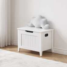 Hapihom Storage Chest, 60cm Large Storage Bench with Seat Soft Cushion & Lift Top, Farmhouse Wooden Box Trunk with 2 Safety Hinges, Shoe Bench for