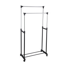 King Home Stender Double Coat Rack with Wheels 80 x 42 x 95/170H Black