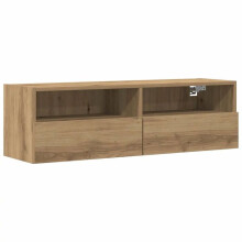 Wand-TV-Möbel - HELLOSHOP26 - Modernes Design - 100 x 30 x 30 cm - Beige Eiche - 2 Türen