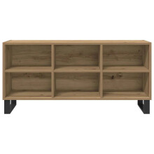 Mobile TV - HELLOSHOP26 - 103,5 x 30 x 50 cm - Rovere artigianale - 6 ripiani - Piedini in metallo