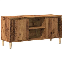 TV-Möbel - HELLOSHOP26 - 102x35x50 cm - Holzplatte - 2 Türen & 2 Fächer - Matte braune Oberfläche