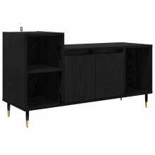 TV-meubel - HELLOSHOP26 - 100x35x55 cm - Engineering hout - 2 deuren - Mat zwart