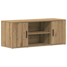 Mobile TV - HELLOSHOP26 - 100x35x40 cm - Rovere artigianale beige - Legno ingegnerizzato - 2 porte 1 ripiano