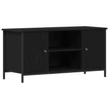TV-Möbel - HELLOSHOP26 - Modernes rechteckiges TV-Möbel - Schwarz - 100x40x50 cm - 2 Türen, 1 Regal