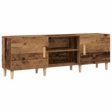 Móvel de TV - HELLOSHOP26 - Móvel de TV moderno retangular - 150x30x50 cm - Madeira antiga - Portas com puxadores de aço preto