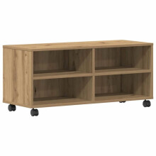 TV-Möbel - HELLOSHOP26 - 90 x 35 x 40,5 cm - Braunes Holz - Minimalistisches Design - 2 Regale
