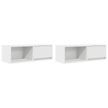Wand-TV-Möbel - HELLOSHOP26 - Set von 2 - 80 x 31 x 25,5 cm - Weiß - Ingenieurholz
