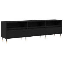 TV-meubel - HELLOSHOP26 - 150 x 30 x 45 cm - Zwart - Engineering hout - 3 deuren