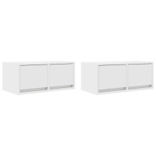 Wand-TV-Möbel - HELLOSHOP26 - Set aus 2 platzsparenden Wand-TV-Möbeln - Weiß - Spanplatten - 2 Schubladen