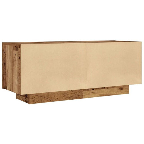 Meuble TV - HELLOSHOP26 - 100x35x40 cm - Bois d'ingénierie - 2 modules combinables - Rangement fermé 2