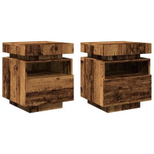 Mesas de cabeceira - HELLOSHOP26 - 40 x 39 x 48,5 cm - Conjunto de 2 - LED RGB - USB 5V, 1 gaveta