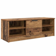 TV-Möbel - HELLOSHOP26 - 102 x 35 x 36,5 cm - Altes Holz - 1 Tür 2 Regale - Minimalistisches Design