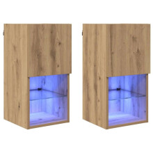 Wand-TV-Möbel - HELLOSHOP26 - Moderne Wand-TV-Möbel - Set von 2 - USB-LED-Streifen - 2 Türen, 6 Regale