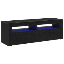 TV-meubel - HELLOSHOP26 - Eenvoudig model - 120 x 35 x 40 cm - Zwart eiken - Ingebouwde LED-strips