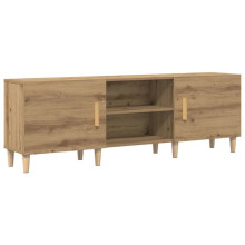 TV-Möbel - HELLOSHOP26 - 150 x 30 x 50 cm - Matt schwarz - 2 Türen & 2 Regale - Rechteckig