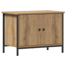 TV-Möbel - HELLOSHOP26 - 60 x 35 x 45 cm - Beige handgefertigt Eiche - Ingenieurholz - 2 Türen
