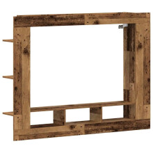 Mobile TV a muro - HELLOSHOP26 - 152 x 22 x 113 cm - Legno antico - Legno ingegnerizzato - Risparmio di spazio