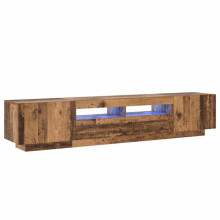 TV-Möbel - HELLOSHOP26 - Modernes Design - Anpassbare RGB-LED - Braunes Ingenieurholz - 200x35x40 cm