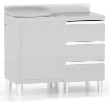 Edelstahl-Schränke - HELLOSHOP26 - Set von 2 - 50 x 60 x (95-96) cm - Edelstahl - Verstellbare Füße