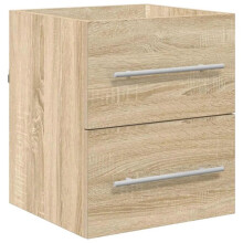 Schrank mit integriertem Waschbecken - HELLOSHOP26 - 41 x 38,5 x 48 cm - Sonoma-Eiche - Wandmontage - Großer Aufbewahrungsschublade