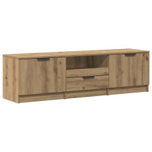 TV-Möbel - HELLOSHOP26 - Artisan Eiche 140x35x40 cm - Ingenieurholz - 3 Schubladen 3 Regale - Matt Beige