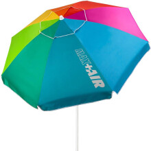 AKTIVE 62221 Large Beach Parasol ?200 cm Windproof Parasol UV Protection 50 Multi-Coloured Pole 28-32 mm Flexible Pole Includes Carry Bag Beach