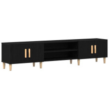 TV-Möbel - HELLOSHOP26 - 180 x 31,5 x 40 cm - Schwarz - Ingenieurholz - 4 Türen, 1 Regal