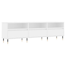 Mobile TV - HELLOSHOP26 - 150 x 30 x 44,5 cm - Bianco - 6 compartimenti - Piedi in ferro
