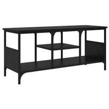 Mobile TV - HELLOSHOP26 - 100x35x45 cm - Rovere nero - 3 ripiani - Stile rustico