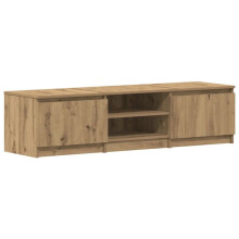 TV-Möbel - HELLOSHOP26 - Handgefertigte Eiche 140 x 40 x 36 cm - Ingenieurholz - 2 Türen, 2 Regale - Großer Stauraum