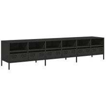 TV-Möbel - HELLOSHOP26 - 202 x 39 x 43,5 cm - Grau - Kaltgewalzter Stahl - 6 Schubladen
