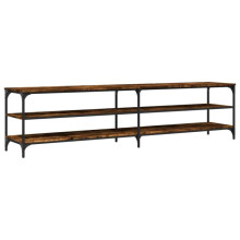 TV-Möbel - HELLOSHOP26 - 200x30x50 cm - Rauch-Eiche - Großer Stauraum - Metallrahmen